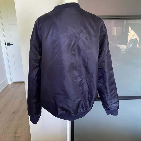 Hard Rock Quilted Bomber Jacket Navy - Size Medium - Picture 6 of 12